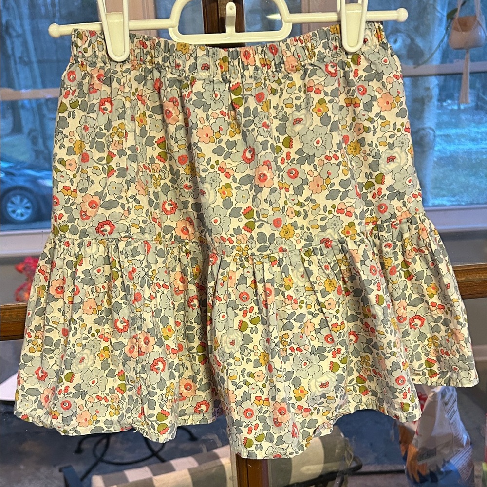 Peek Floral Tiered Cotton Skirt - Light Blue Multi